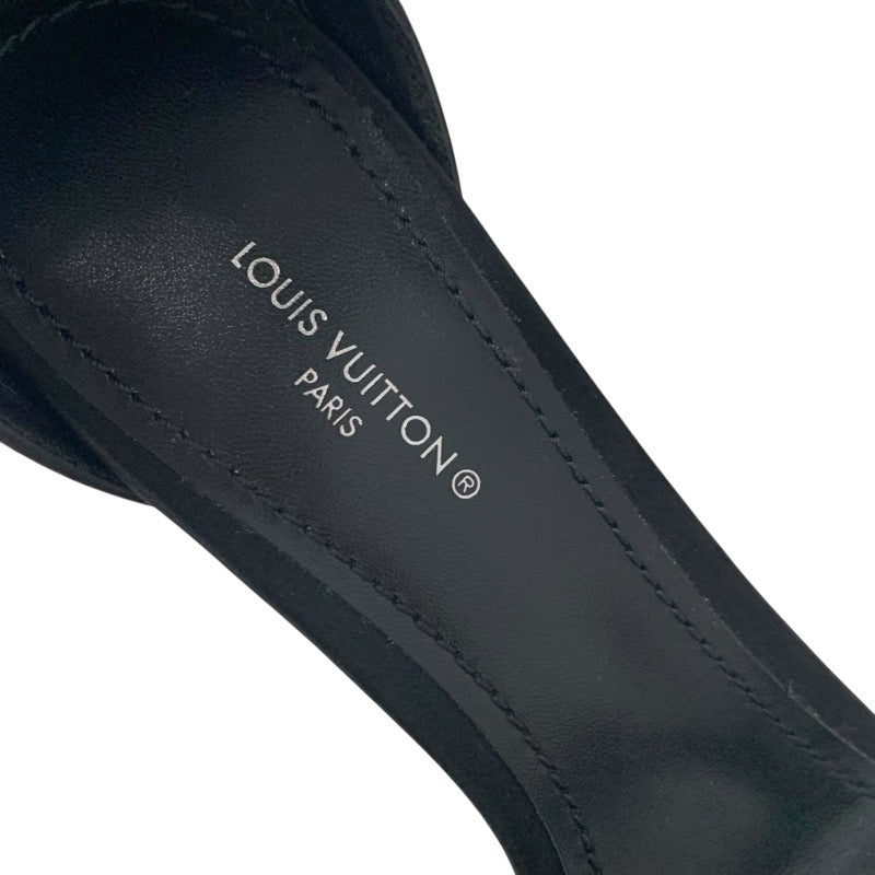 ルイヴィトン LOUIS VUITTON アピールライン サンダル 靴 シューズ サテン ブラック 黒 未使用 ラインストーン アンクルストラップ パーティーシューズ