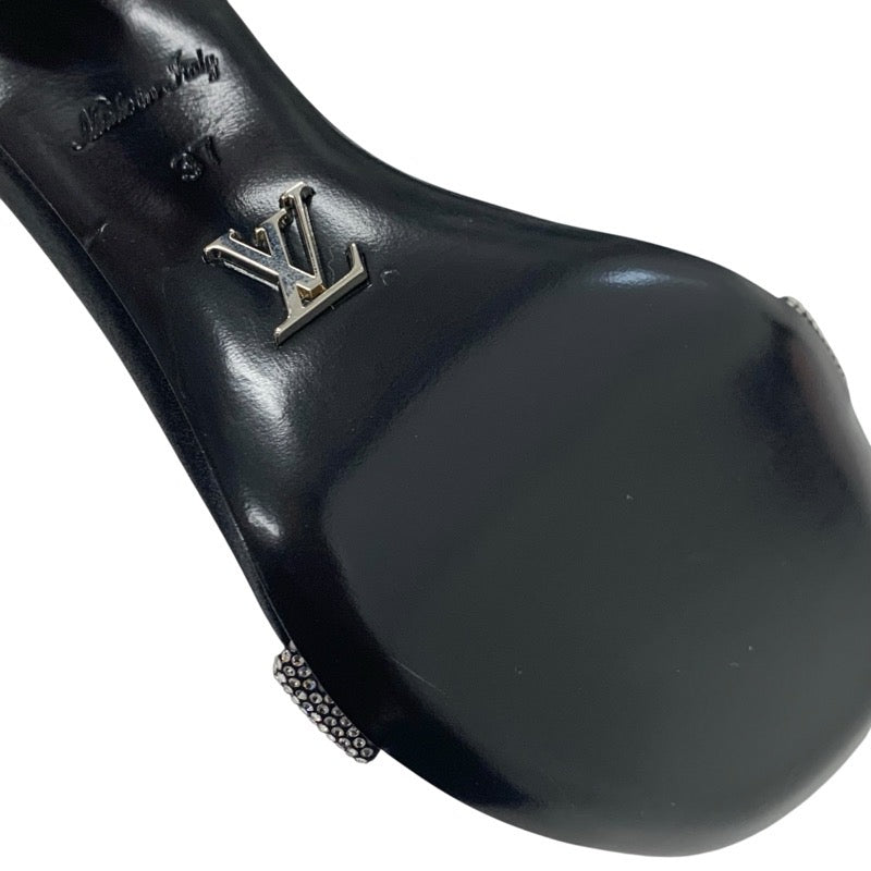 ルイヴィトン LOUIS VUITTON アピールライン サンダル 靴 シューズ サテン ブラック 黒 未使用 ラインストーン アンクルストラップ パーティーシューズ