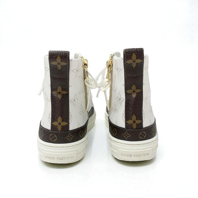 ルイヴィトン LOUIS VUITTON ステラーライン モノグラム スニーカー 靴 シューズ レザー ホワイト ブラウン ロゴ パンチング ハイカット
