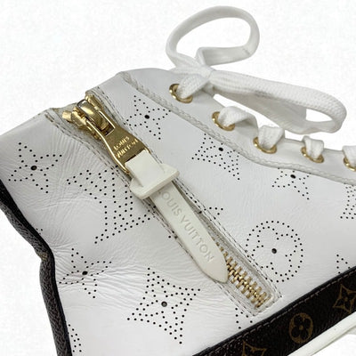 ルイヴィトン LOUIS VUITTON ステラーライン モノグラム スニーカー 靴 シューズ レザー ホワイト ブラウン ロゴ パンチング ハイカット