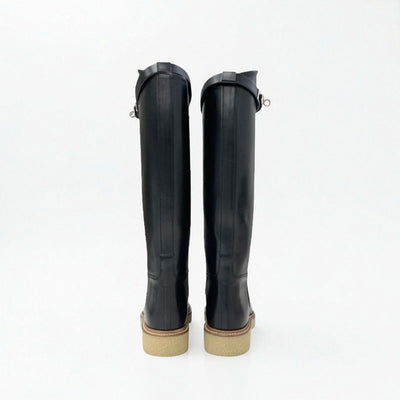 エルメス HERMES フォースティン ブーツ ロングブーツ 靴 シューズ レザー ブラック 黒 シルバー ケリー金具