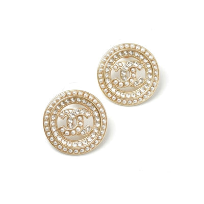 シャネル CHANEL ピアス イヤリング ゴールド ココマーク ラウンド ラインストーン