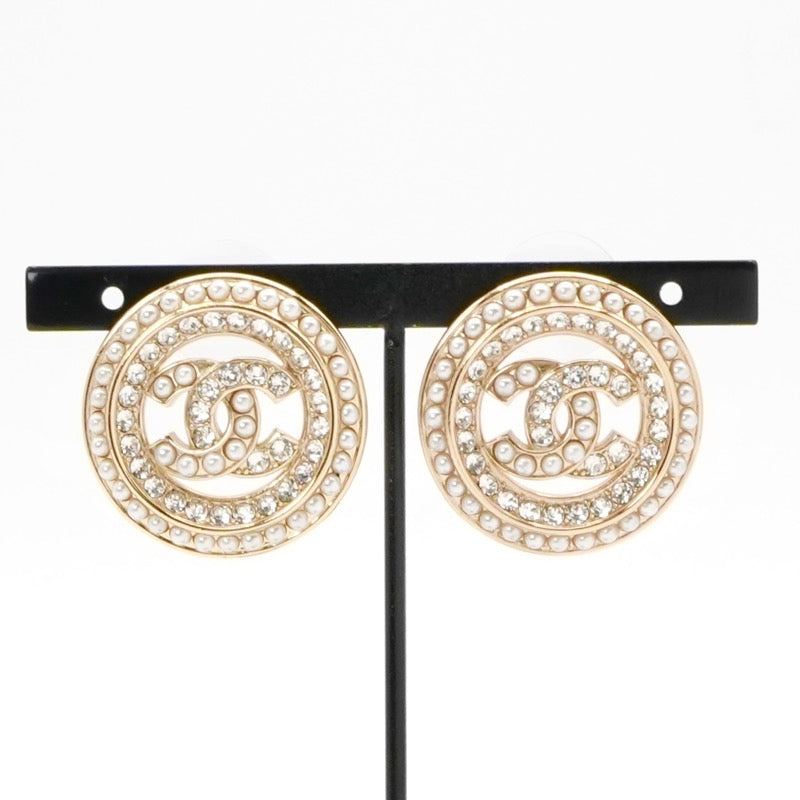 シャネル CHANEL ピアス イヤリング ゴールド ココマーク ラウンド ラインストーン