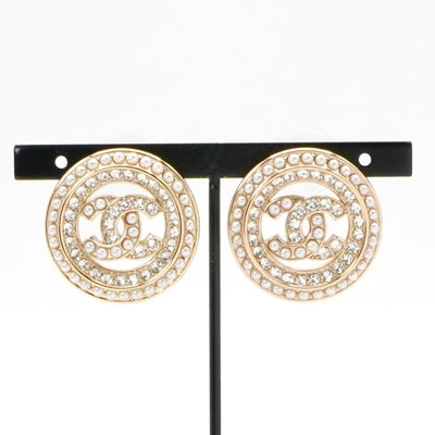 シャネル CHANEL ピアス イヤリング ゴールド ココマーク ラウンド ラインストーン