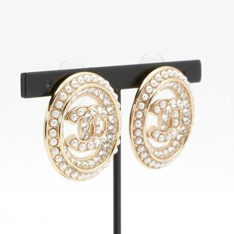 シャネル CHANEL ピアス イヤリング ゴールド ココマーク ラウンド ラインストーン