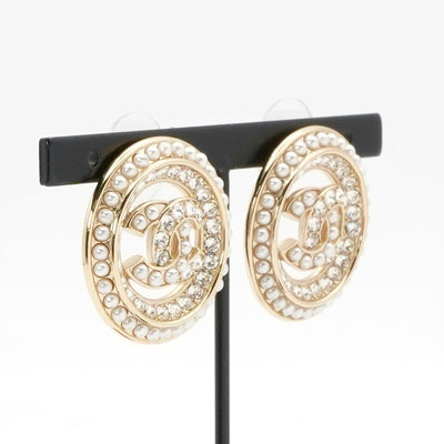 シャネル CHANEL ピアス イヤリング ゴールド ココマーク ラウンド ラインストーン