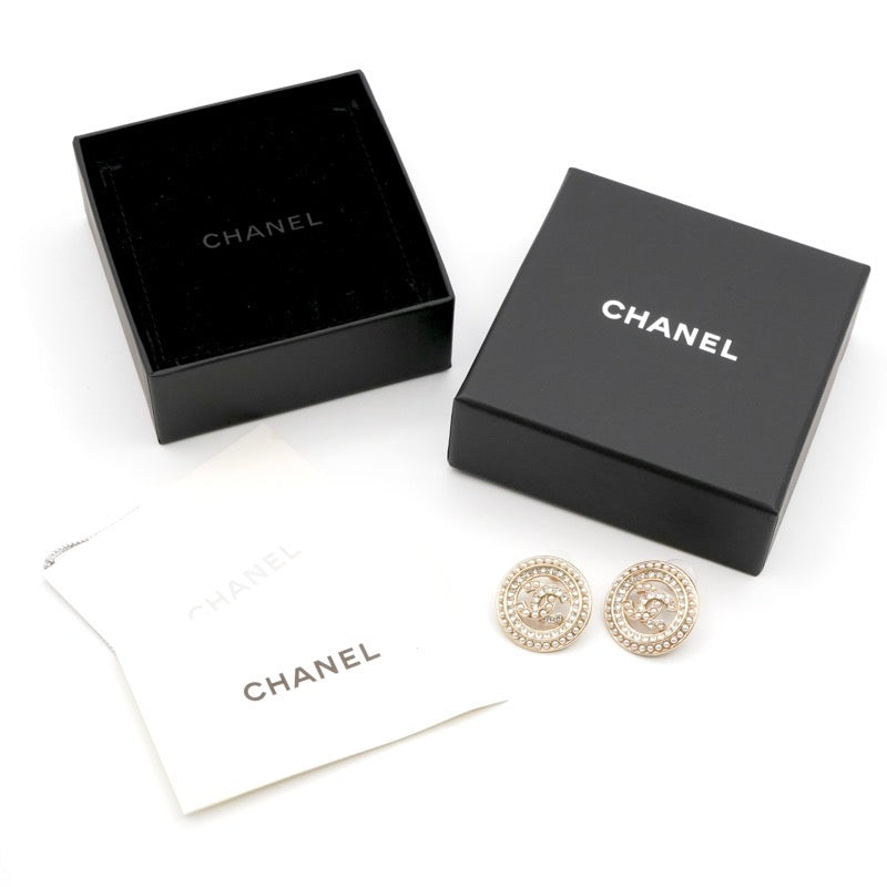 シャネル CHANEL ピアス イヤリング ゴールド ココマーク ラウンド ラインストーン