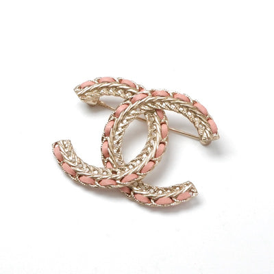 シャネル CHANEL ブローチ コサージュ ゴールド ピンク ココマーク チェーン
