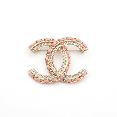 シャネル CHANEL ブローチ コサージュ ゴールド ピンク ココマーク チェーン