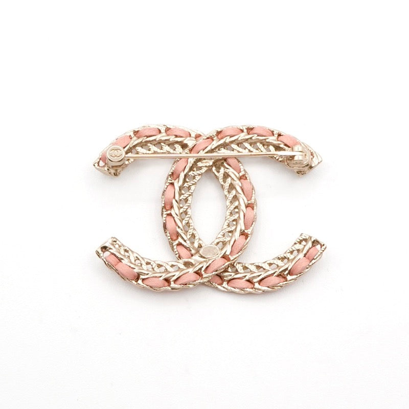 シャネル CHANEL ブローチ コサージュ ゴールド ピンク ココマーク チェーン