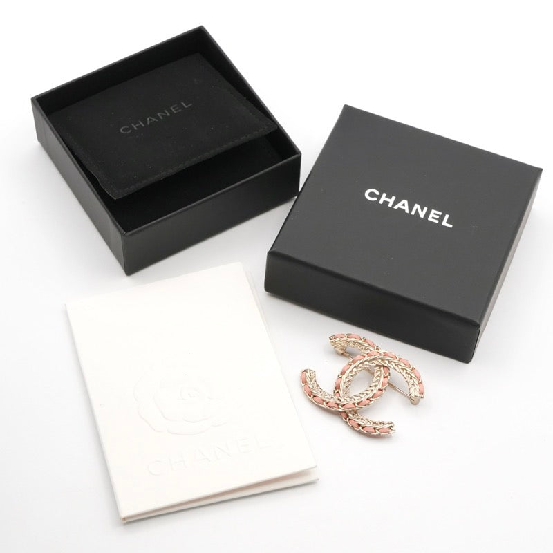 シャネル CHANEL ブローチ コサージュ ゴールド ピンク ココマーク チェーン