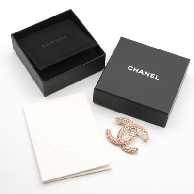 シャネル CHANEL ブローチ コサージュ ゴールド ピンク ココマーク チェーン