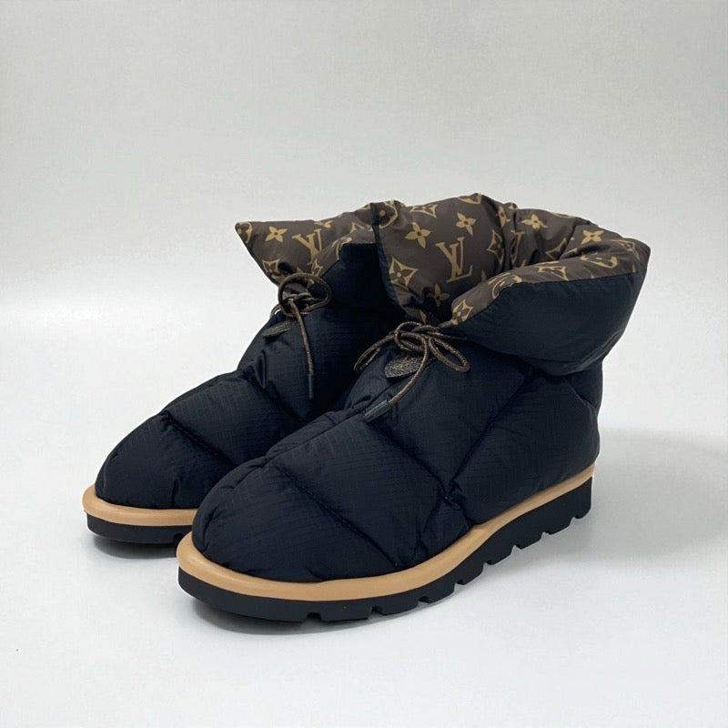 ルイヴィトン LOUIS VUITTON ピローライン モノグラム ブーツ ショートブーツ 靴 シューズ ナイロン ブラック ブラウン 未使用 アンクルブーツ
