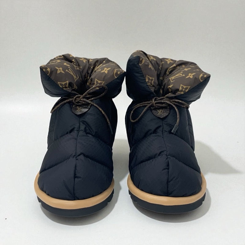 ルイヴィトン LOUIS VUITTON ピローライン モノグラム ブーツ ショートブーツ 靴 シューズ ナイロン ブラック ブラウン 未使用 アンクルブーツ