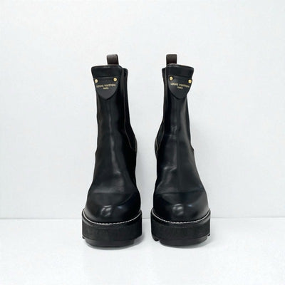ルイヴィトン LOUIS VUITTON ボブールライン モノグラム ブーツ ショートブーツ 靴 シューズ レザー ブラック ロゴ アンクルブーツ