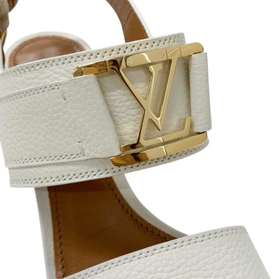 ルイヴィトン LOUIS VUITTON ホライズンライン サンダル 靴 シューズ レザー ホワイト 白 ゴールド LV金具 ストラップ