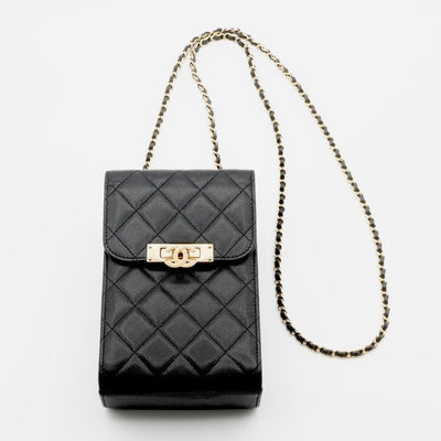 シャネル CHANEL 携帯・スマホアクセサリー ブラック ゴールド ココマーク マトラッセ フォンポーチ
