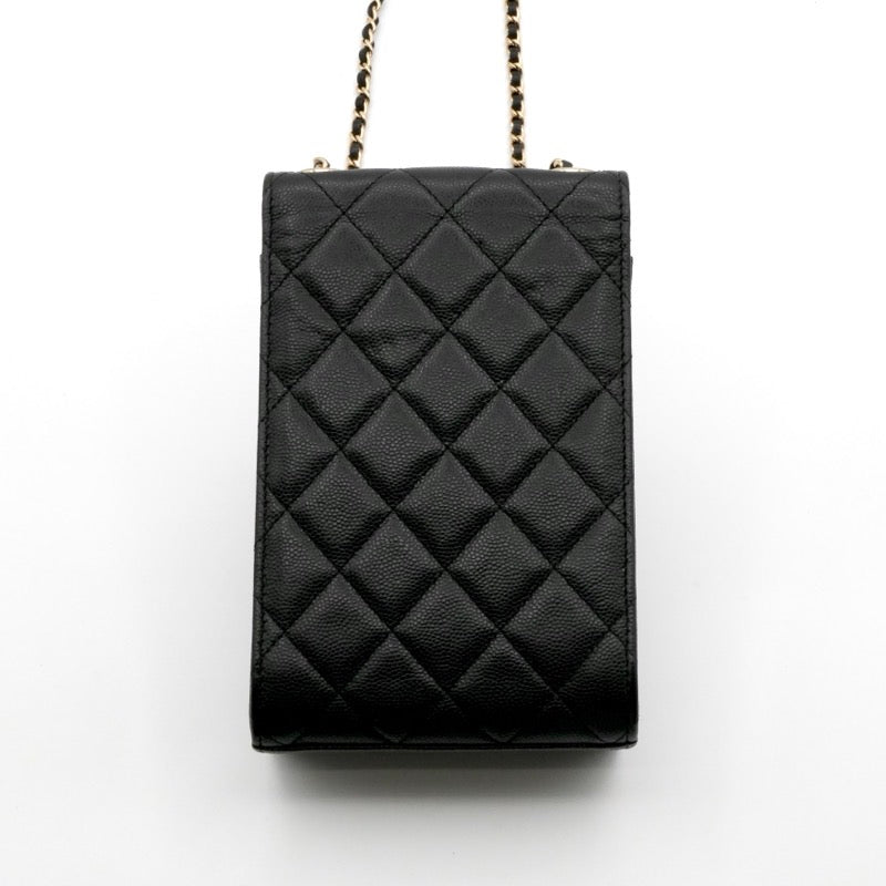 シャネル CHANEL 携帯・スマホアクセサリー ブラック ゴールド ココマーク マトラッセ フォンポーチ