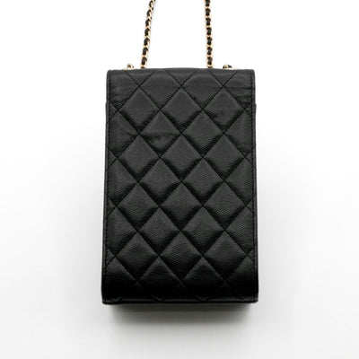 シャネル CHANEL 携帯・スマホアクセサリー ブラック ゴールド ココマーク マトラッセ フォンポーチ