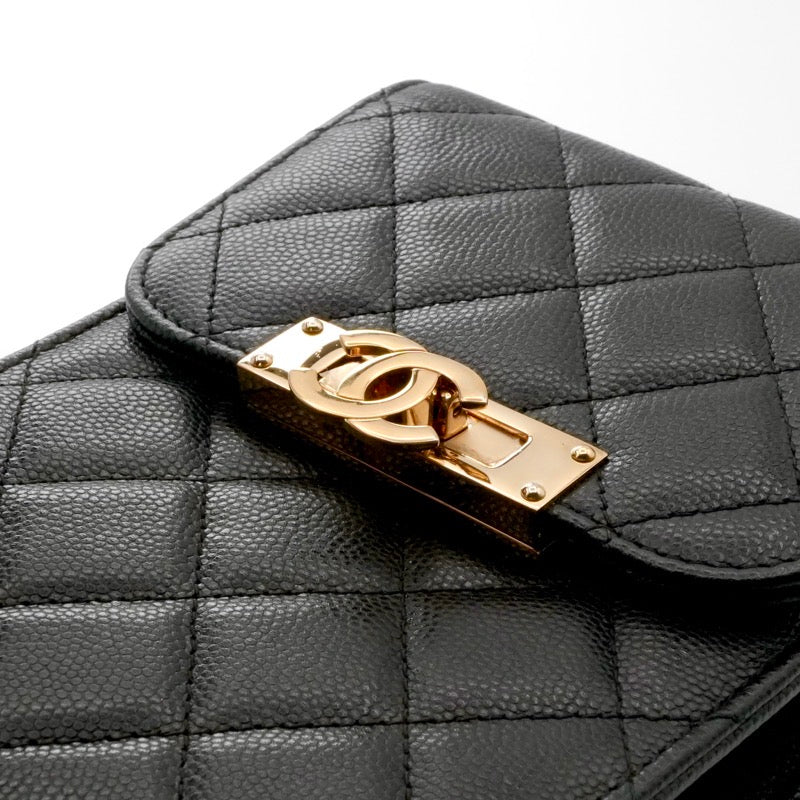 シャネル CHANEL 携帯・スマホアクセサリー ブラック ゴールド ココマーク マトラッセ フォンポーチ