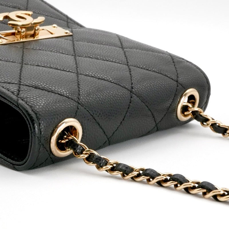 シャネル CHANEL 携帯・スマホアクセサリー ブラック ゴールド ココマーク マトラッセ フォンポーチ