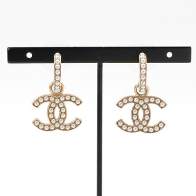 シャネル CHANEL ピアス イヤリング ゴールド ホワイト ココマーク フープ