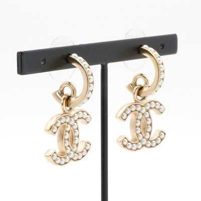 シャネル CHANEL ピアス イヤリング ゴールド ホワイト ココマーク フープ