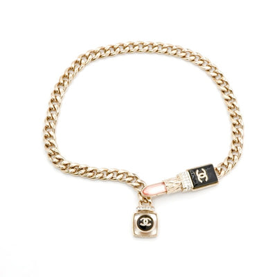 シャネル CHANEL ネックレス ペンダント チョーカー ゴールド ブラック ピンク ココマーク リップ ラインストーン チェーン