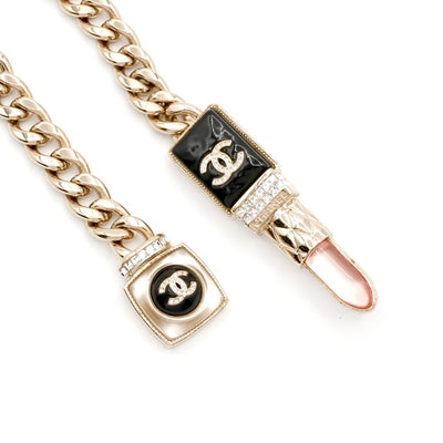 シャネル CHANEL ネックレス ペンダント チョーカー ゴールド ブラック ピンク ココマーク リップ ラインストーン チェーン