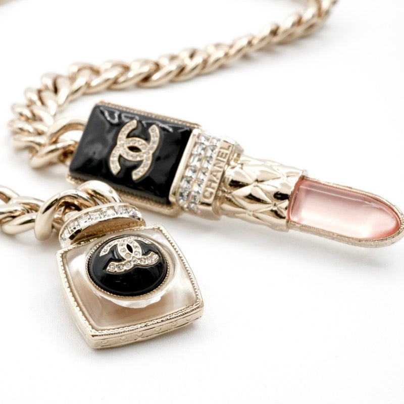 シャネル CHANEL ネックレス ペンダント チョーカー ゴールド ブラック ピンク ココマーク リップ ラインストーン チェーン