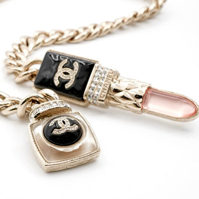 シャネル CHANEL ネックレス ペンダント チョーカー ゴールド ブラック ピンク ココマーク リップ ラインストーン チェーン