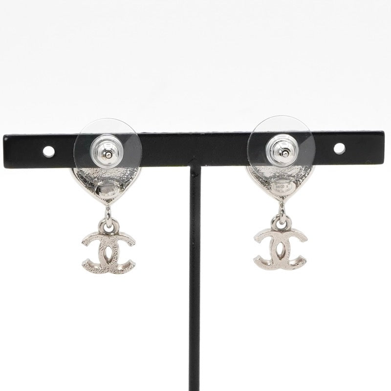 シャネル CHANEL ピアス イヤリング シルバー ココマーク ラインストーン ハート