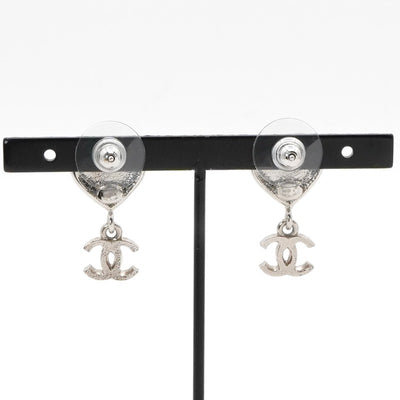 シャネル CHANEL ピアス イヤリング シルバー ココマーク ラインストーン ハート