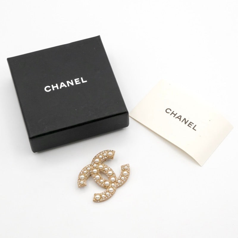 シャネル CHANEL ブローチ コサージュ ゴールド ココマーク ラインストーン