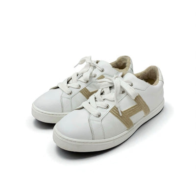 エルメス HERMES アヴァンタージュ スニーカー 靴 シューズ レザー ムートン ホワイト ベージュ Hロゴ