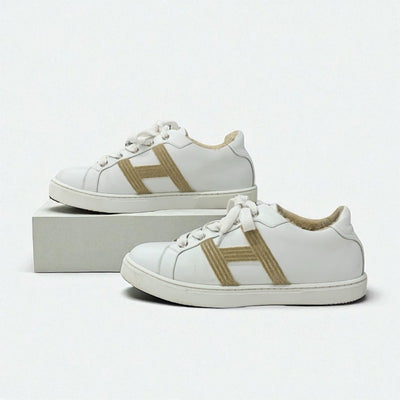 エルメス HERMES アヴァンタージュ スニーカー 靴 シューズ レザー ムートン ホワイト ベージュ Hロゴ