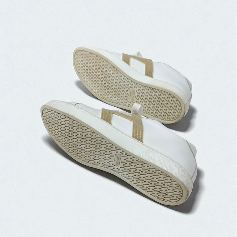 エルメス HERMES アヴァンタージュ スニーカー 靴 シューズ レザー ムートン ホワイト ベージュ Hロゴ