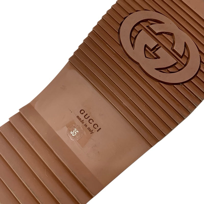 グッチ GUCCI サンダル 靴 シューズ レザー ブラウン ロゴ ベルクロ