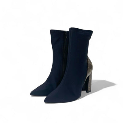 ルイヴィトン LOUIS VUITTON モノグラム ブーツ ショートブーツ 靴 シューズ ファブリック レザー ブラック ブラウン 未使用