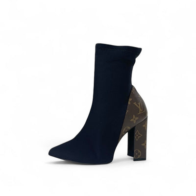 ルイヴィトン LOUIS VUITTON モノグラム ブーツ ショートブーツ 靴 シューズ ファブリック レザー ブラック ブラウン 未使用