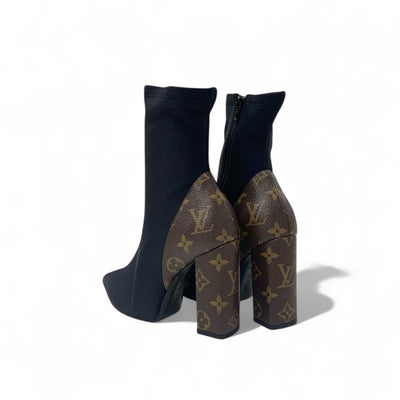ルイヴィトン LOUIS VUITTON モノグラム ブーツ ショートブーツ 靴 シューズ ファブリック レザー ブラック ブラウン 未使用