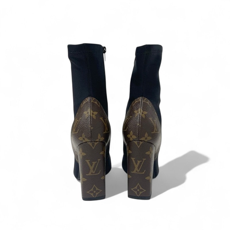ルイヴィトン LOUIS VUITTON モノグラム ブーツ ショートブーツ 靴 シューズ ファブリック レザー ブラック ブラウン 未使用