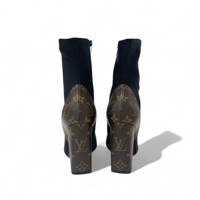 ルイヴィトン LOUIS VUITTON モノグラム ブーツ ショートブーツ 靴 シューズ ファブリック レザー ブラック ブラウン 未使用