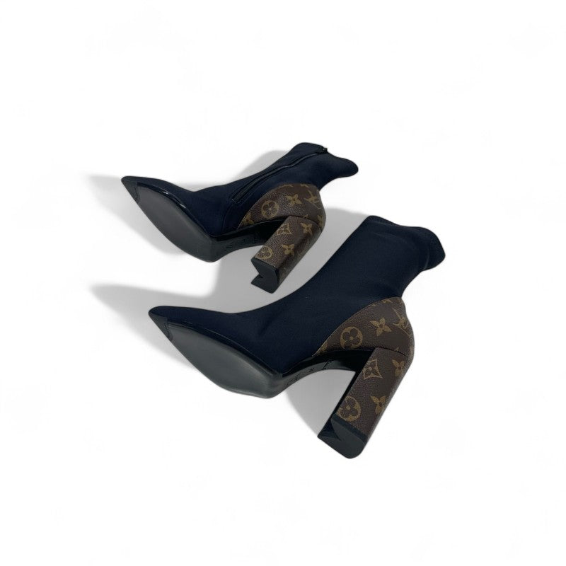 ルイヴィトン LOUIS VUITTON モノグラム ブーツ ショートブーツ 靴 シューズ ファブリック レザー ブラック ブラウン 未使用