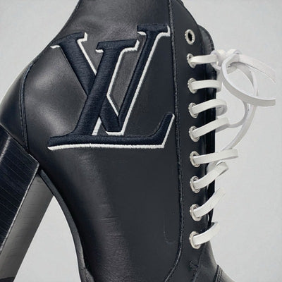 ルイヴィトン LOUIS VUITTON スタートレイルライン ブーツ ショートブーツ 靴 シューズ レザー ブラック ホワイト レースアップ アンクルブーツ ロゴ