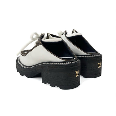 ルイヴィトン LOUIS VUITTON ボブールライン モノグラム ローファー 革靴 靴 シューズ レザー ホワイト ブラウン LVロゴ ミュール レースアップシューズ ダービー