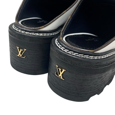 ルイヴィトン LOUIS VUITTON ボブールライン モノグラム ローファー 革靴 靴 シューズ レザー ホワイト ブラウン LVロゴ ミュール レースアップシューズ ダービー