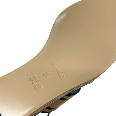 エルメス HERMES カリス サンダル 靴 シューズ レザー ブラック ブラウン 未使用 Brides de Gala Quadri Tattoo ウェッジソール ストラップ 厚底