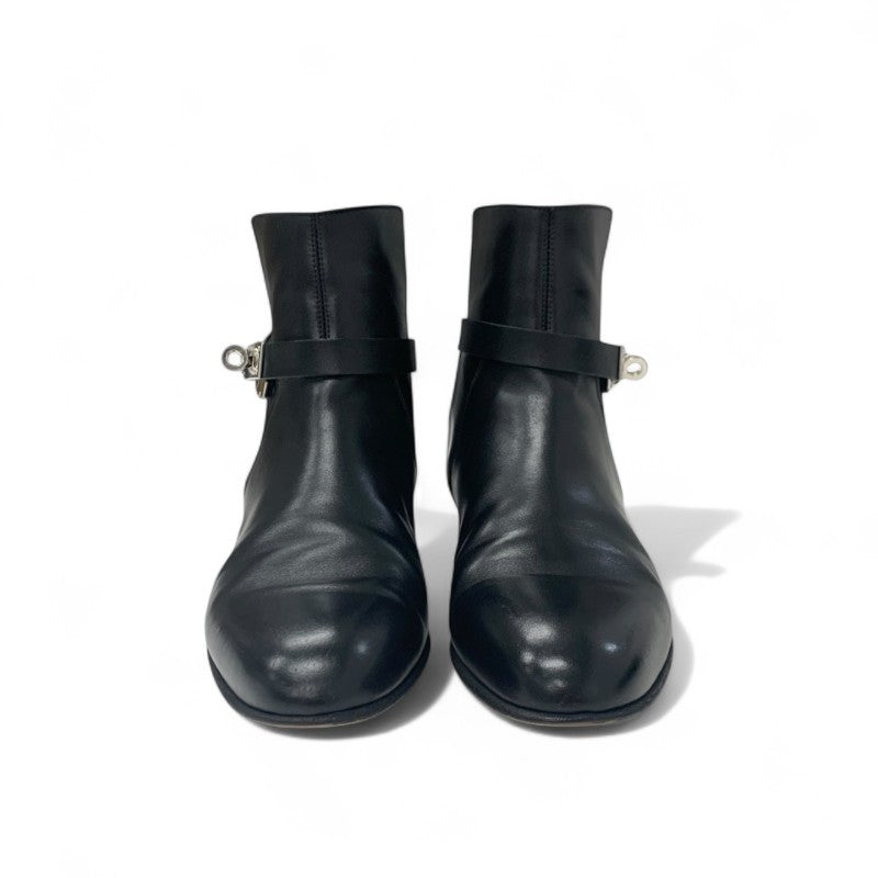 エルメス HERMES ネオ ブーツ ショートブーツ 靴 シューズ レザー ブラック 黒 シルバー ケリー金具