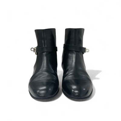 エルメス HERMES ネオ ブーツ ショートブーツ 靴 シューズ レザー ブラック 黒 シルバー ケリー金具